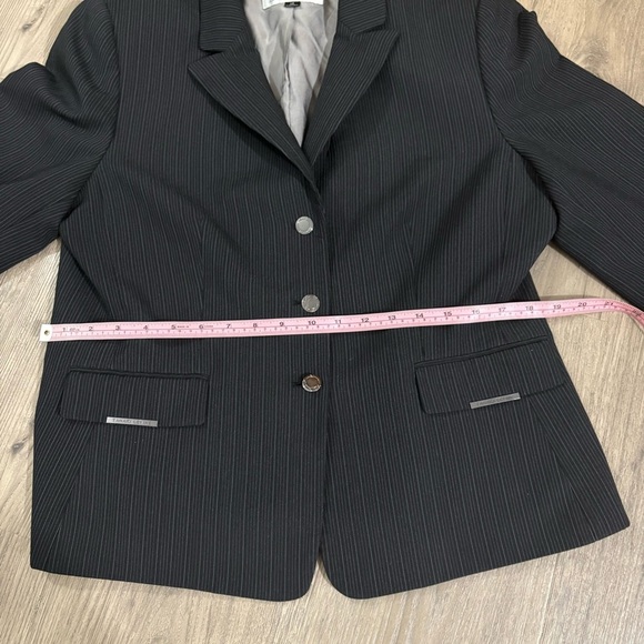 Tahari ASL Stripe Blazer Jacket Black Women's 14 Stretch Office Career - Picture 11 of 16